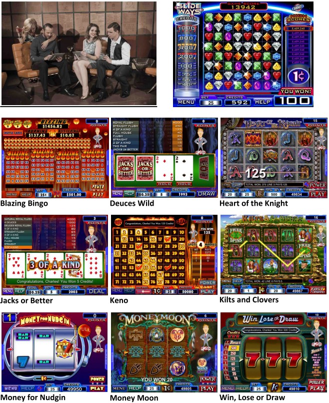 Screenshots of various iSlot games.